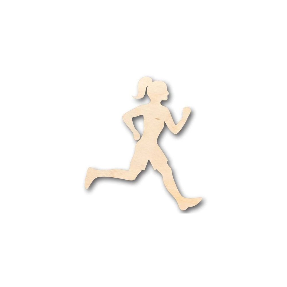 Unfinished Wood Running Girl Shape Track Cross Country Sports Room Decor up to 46" DIY 14" / 1/2"
