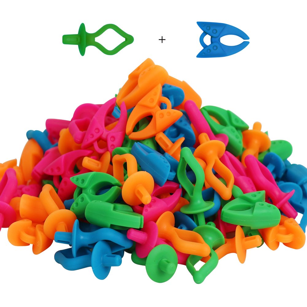 New brothread 100pcs Mix Sewing Notion (50 Bobbin Holders + 50 Bobbin Clamps) - Prevent Bobbin Thread Tails from Unwinding - Best Organizer for Most Sizes of Bobbin Thread Spools