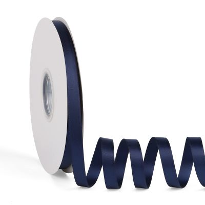 Navy Blue 3/8" X 50 Yards Solid Color Satin Ribbon, Double Faced High Density Polyester Fabric Ribbon for Gifts Wrapping, Wedding, Party, Crafts, Hair Bows, Home DIY Decor Ornaments