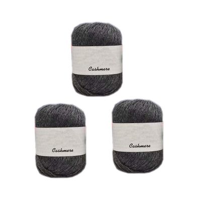 3 Balls 100% Mongolian Cashmere Yarn, Luxurious Hand Knitting Pure Cashmere Cone Yarn Home Necessity for Knitting Crocheting Crafts Total 150g (Deep Grey)