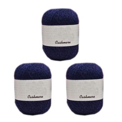 3 Balls 100% Mongolian Cashmere Yarn, Luxurious Hand Knitting Pure Cashmere Cone Yarn Home Necessity for Knitting Crocheting Crafts Total 150g (Blue Flower)