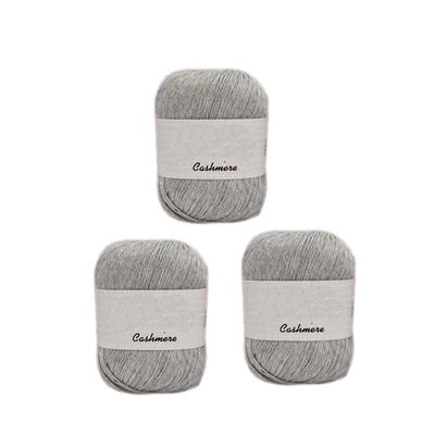 3 Balls 100% Mongolian Cashmere Yarn, Luxurious Hand Knitting Pure Cashmere Cone Yarn Home Necessity for Knitting Crocheting Crafts Total 150g (Light Grey)