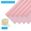 PATIKIL 20 Sheets Flower Wrapping Paper, 22x22 Inch Korean Style Floral Bouquet Craft Packaging Waterproof Paper with Ribbons for Flowers Gift Packaging, Honey Pink view 3