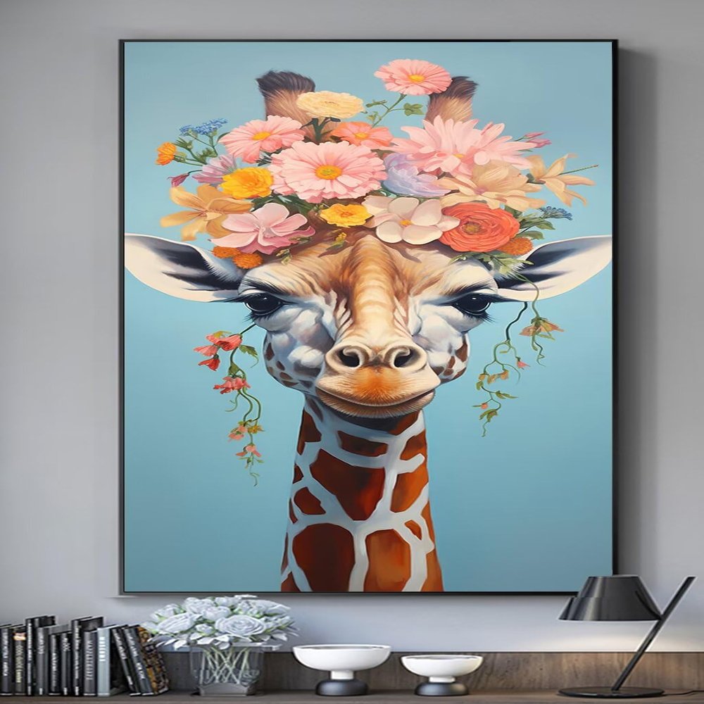Diamond Painting Kits for Adults, Giraffe Diamond Art Full Square Drill Diamond Dots DIY Arts and Crafts 5D Rhinestone Gem Art Paint by Numbers Kit, Diamond Paintings for Home Wall Decor 40x80cm S322