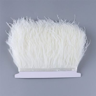 Ostrich Feathers Trim 10-13 Cm Width Ostrich Feather Ribbon for Wedding Dress Decor Sewing Crafts 10 Meters White