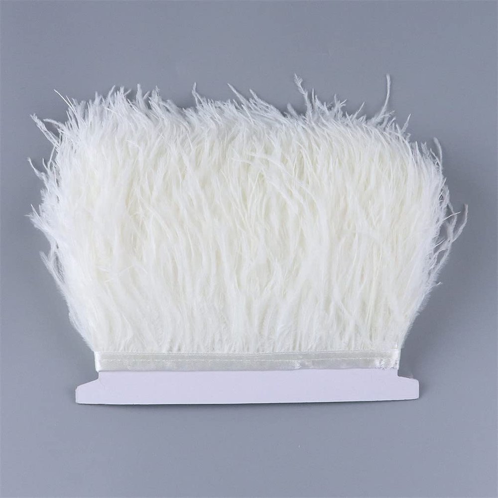 Ostrich Feathers Trim 10-13 Cm Width Ostrich Feather Ribbon for Wedding Dress Decor Sewing Crafts 10 Meters White