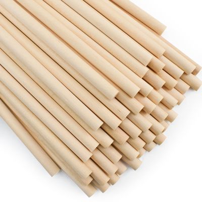 Enkrio 50PCS Dowel Rods Wood Sticks Wooden Dowel Rods - 1/4 x 6 Inch Unfinished Wood for Crafts Doweling Rods for Crafts and DIYers