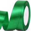Quhora 1" x 25 Yards Satin Ribbon, Green Silk Ribbon Ideal for Gift Wrapping, Floral Bouquets, Crafts, Wedding Party Decorations, Christmas and Sewing Projects view 1