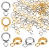 100 Pcs Bail Beads Bail Tube Beads Gold Silver Connector Stainless Steel Tube Charm Column Spacer Beads Hanger Dangle Connector Links for Pendant Jewelry Making Bracelet Necklace Craft Accessories view 1