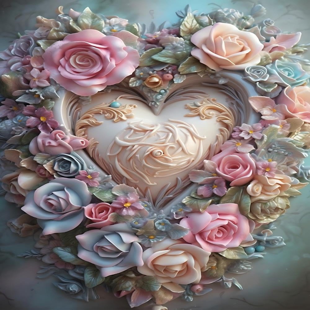 Rose Diamond Painting Kits for Adults Roses Heart Round Full Drill Diamond Art Kits 5D DIY Paint with Diamonds Crafts Perfect for Home Wall Decoration 16x20 inch