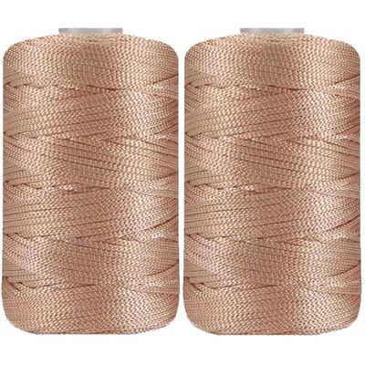 2 Pack/250g Ice Silk Thread 2mm DIY Crochet Bag Thread Knitting Summer Sun Hats Yarn (Light Camel)