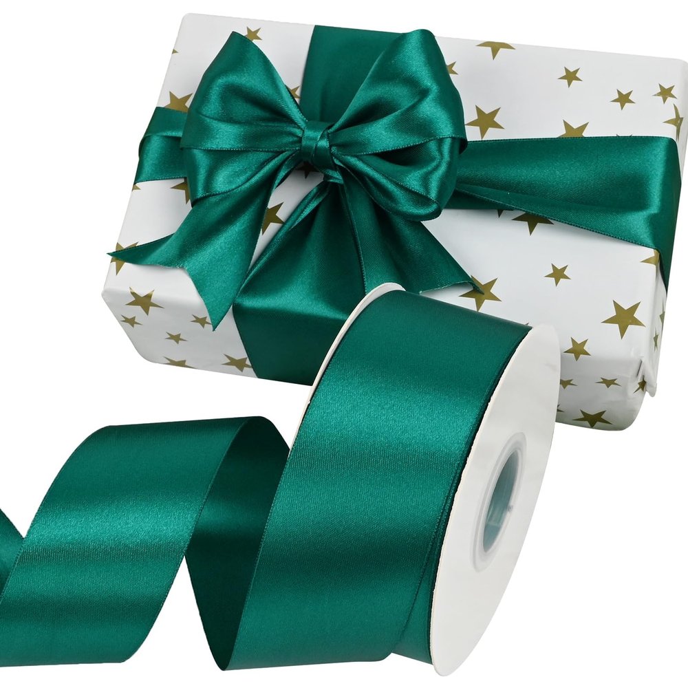 Simplegoal Double Face Teal Satin Ribbon 2 Inch X 50 Yards Polyester Ribbons for Gift Wrapping Fabric Ribbon for Crafts Flower Bouquet Sewing Arts Wedding Party Decoration