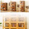 ASQUAR Display Cabinet, Glass Display Cabinet, Showcase Storage Box Locker, Width: 43X32CM, Cabinet Doors can be Flipped and hovered, Easy to Clean-Brown/Gray (Color : B) view 2