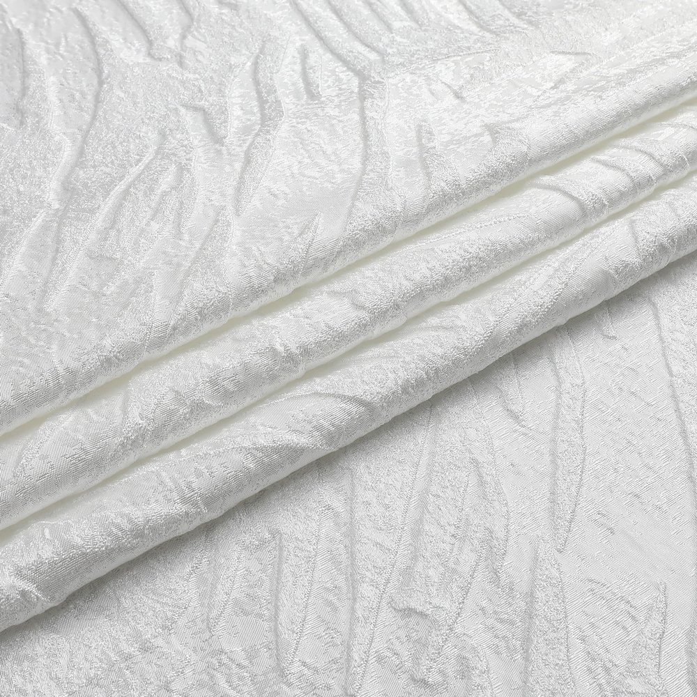 Majestic Giftware Premium Jacquard Cut Fabric Not a Tablecloth Unfinished Edges,60" Wide X 36" Length Leaves - White Cloth for DIY Table Runners, Upholstery, Pillows & Window Treatments