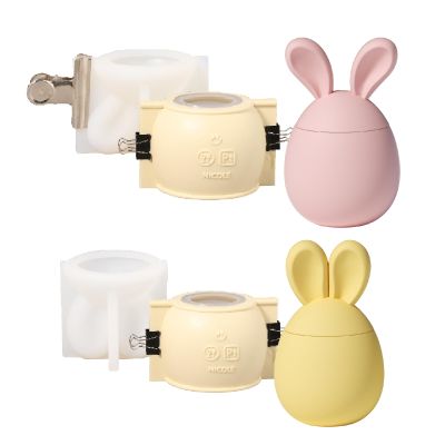 BOOWAN NICOLE Easter Bunny Egg Candle Vessel Silicone Mold, Easter Decorations Candle Jar Mould for Gift DIY Handmade (SH1052-1-3)