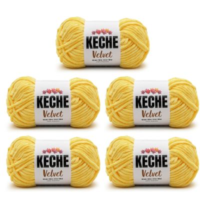 Keche Velvet Chenille Yarn for Crocheting, Soft Bulky Baby Blanket Amigurumi Yarn 5x100 gr (5x132 yds) (5 Skeins) - Dark Yellow