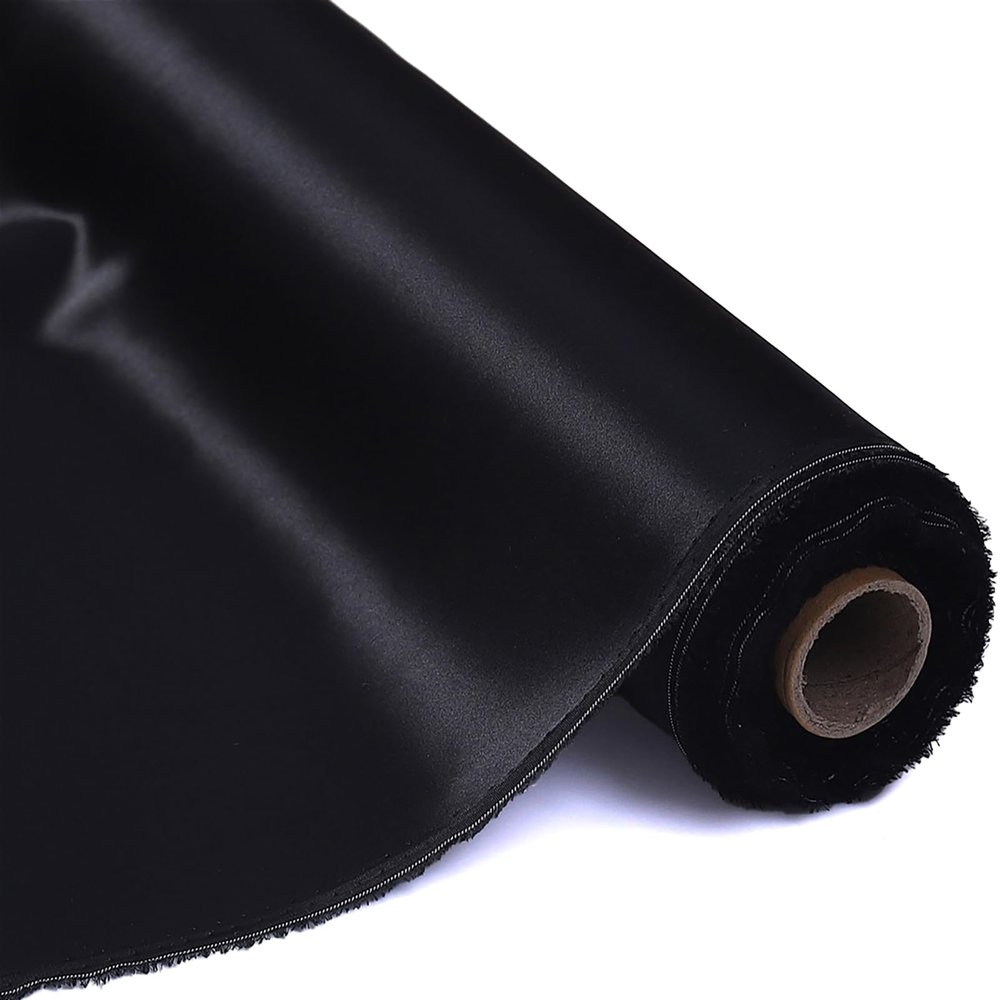 Byitre 16 Momme 100% Pure Mulberry Silk Fabric - 44 Inches Wide Charmeuse Silk, 1 Yard for Pajamas, Shirts or DIY Crafts(Black)