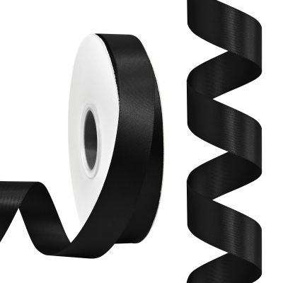 Rilisili Black Satin Ribbon 7/8 Inch 50 Yards Double Faced Polyester Satin Ribbons for Gift Wrapping DIY Crafts Weddings Invitations Flower Bouquet Bow Making Home Decor Sewing