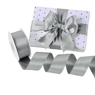 BVIEAKD Silver Satin Ribbon 1-1/2" X 50 Yards Solid Color Double Faced Ribbons Crafts Wedding Decor Bow Making Arts Sewing and More