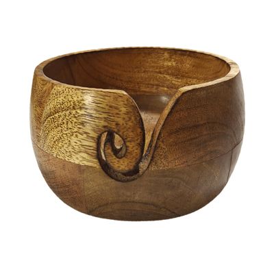 VANIYA CRAFTS Handmade Acacia Wood Yarn Bowl Large Knitting & Crochet Holder for Tangle-Free Crafting 6.5 x 3 (Walnut) Gift for Knitters & Crocheters