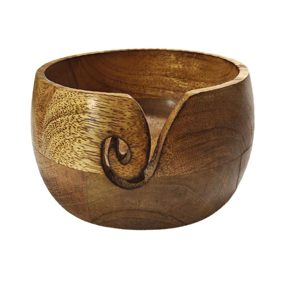VANIYA CRAFTS Handmade Acacia Wood Yarn Bowl Large Knitting & Crochet Holder for Tangle-Free Crafting 6.5 x 3 (Walnut) Gift for Knitters & Crocheters