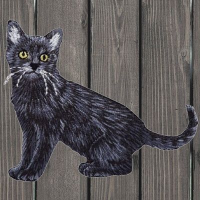 NineTribe Basics Charcoal and Black Cat Patch Iron On Embroidered Holiday for Clothes