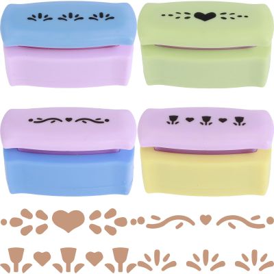 EUWBSSR 4Pcs Edge Paper Punch for DIY Projects Easy to Use Craft Border Puncher Portable Cutting Edge Paper Punch Set Paper Border Punch 4 Different Punch Patterns for Scrapbooking (Random Color)