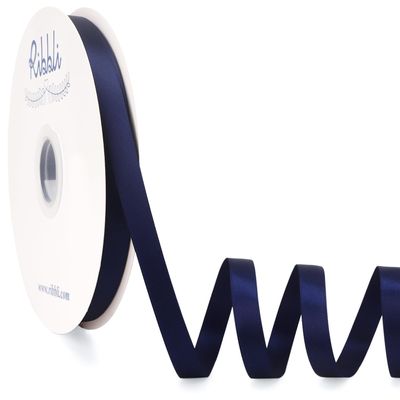 Ribbli Navy Blue Satin Ribbon Double Faced Satin 1/2 Inch x Continuous 100 Yards-Navy Ribbon for Gift Wrapping Crafts Wedding Decoration Bows Bouquet Floral Arrangement