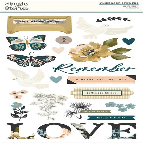 Simple Stories Remember Chipboard Stickers-6""X12""