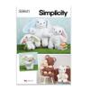 Simplicity SS9941OS Bears and Bunnies Plush Animals Sewing Pattern Packet, Design Code S9941, Sizes Vary view 1