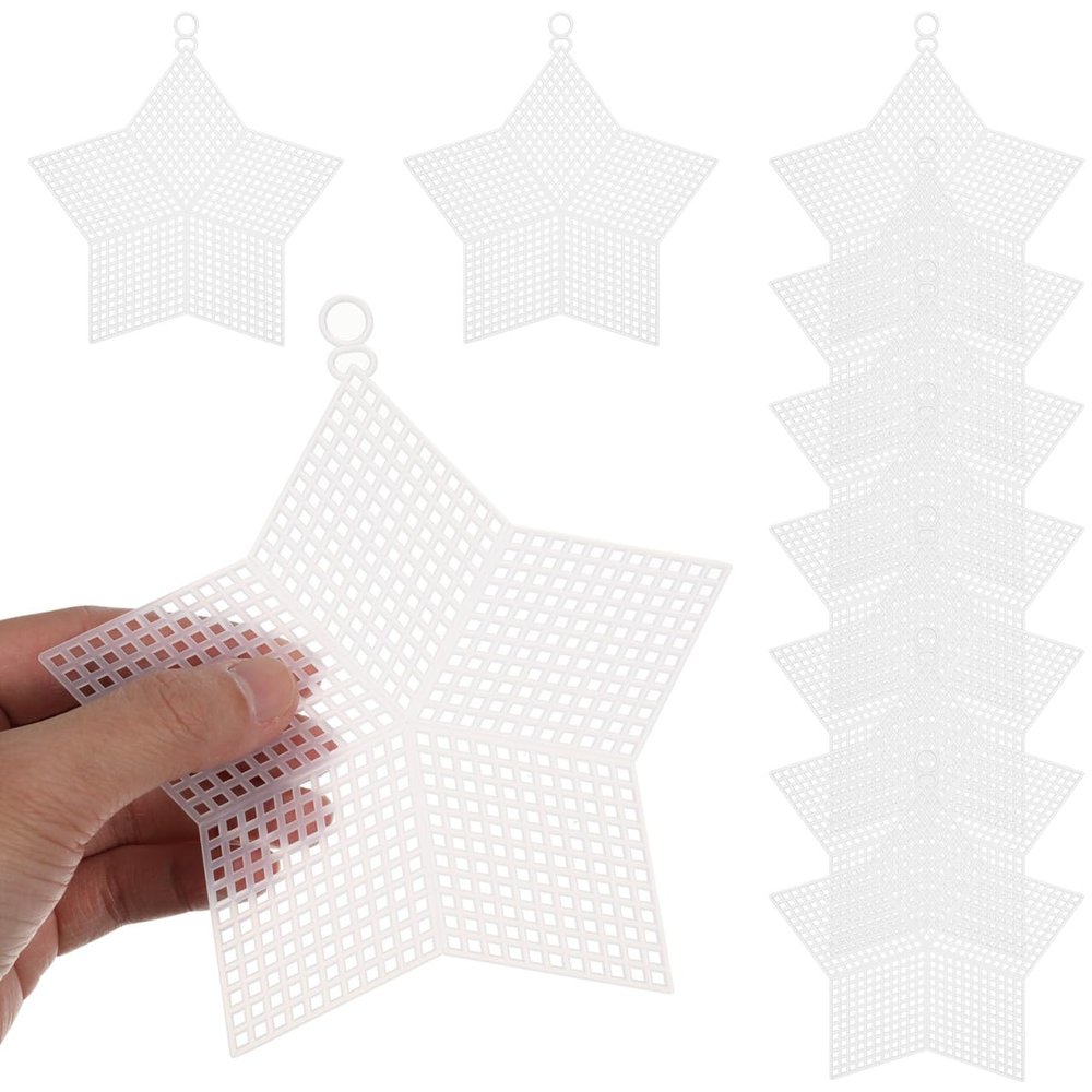 Lurrose 2sets Five-Pointed Star Design Sheets Embroidery Mesh Sheet Boys and Girls Adults Craft Projects 10pcs*2