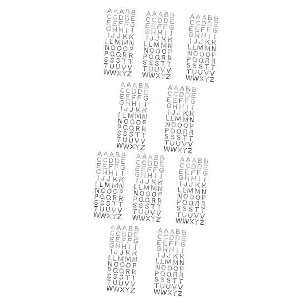 Lurrose 10sheets Self-Adhesive Acrylic Diamond Alphabet Stickers for DIY Crafts Decorative Rhinestone Letter Stickers for Scrapbooking and Card Making