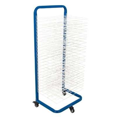 U.S. Art Supply 25 Shelf Art Drying Rack for Classrooms and Studios - Mobile Wheels, Wall Mountable, 25 Removable Shelves - Stack Store Artwork, Canvases Paintings Drawings - 14.5" D x 17.5" W x 38" H