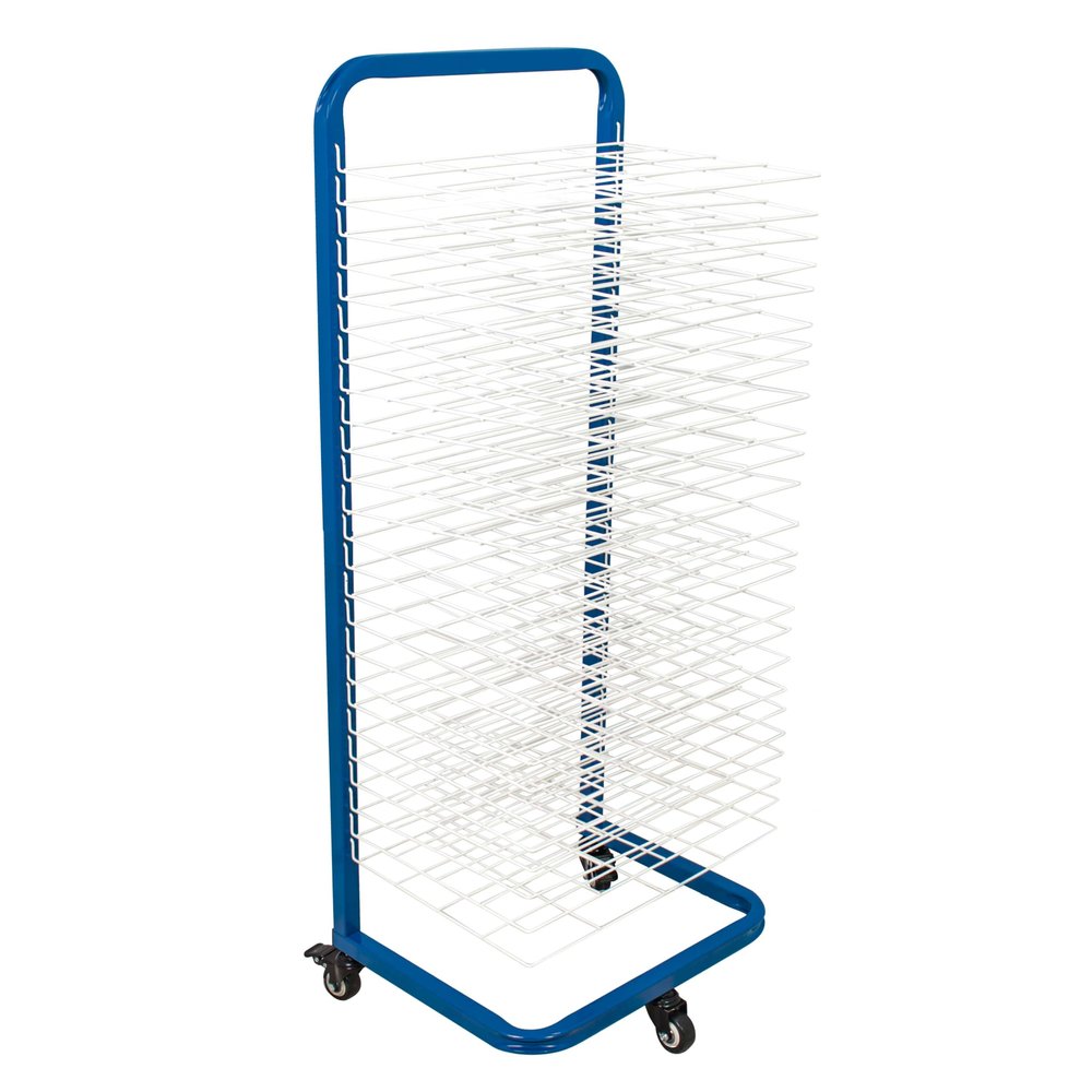 U.S. Art Supply 25 Shelf Art Drying Rack for Classrooms and Studios - Mobile Wheels, Wall Mountable, 25 Removable Shelves - Stack Store Artwork, Canvases Paintings Drawings - 14.5" D x 17.5" W x 38" H