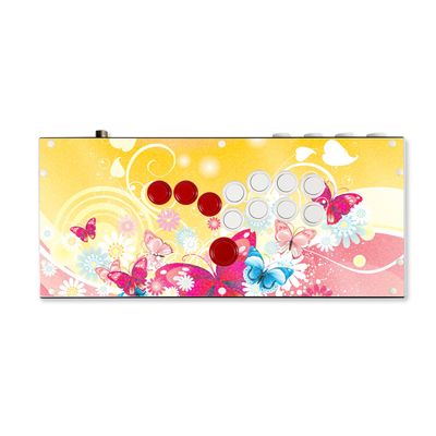 Glossy Glitter Gaming Skin Compatible with Hit Box (PS4/PC) - Floral Butterfly - Premium 3M Vinyl Protective Wrap Decal Cover - Easy to Apply | Crafted in The USA by MightySkins