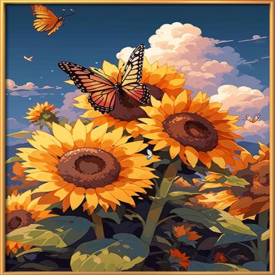 Leczany Cross Stitch Stamped Kits for Beginners Adults or Kids Patterns Craft Kit Needlepoint Full Range of Embroidery Starter Kits DIY 11CT 3 Strands | Flowers and Butterflies 1318.1 inches