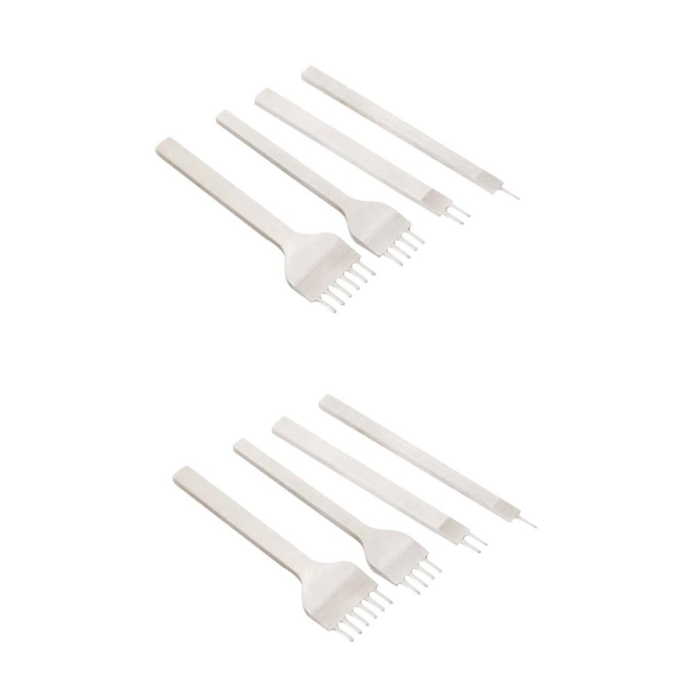 NUOBESTY 8 Pcs 4-Piece Set DIY Prong Diamond Chisel Leather Craft Tools Hole Punch Kit