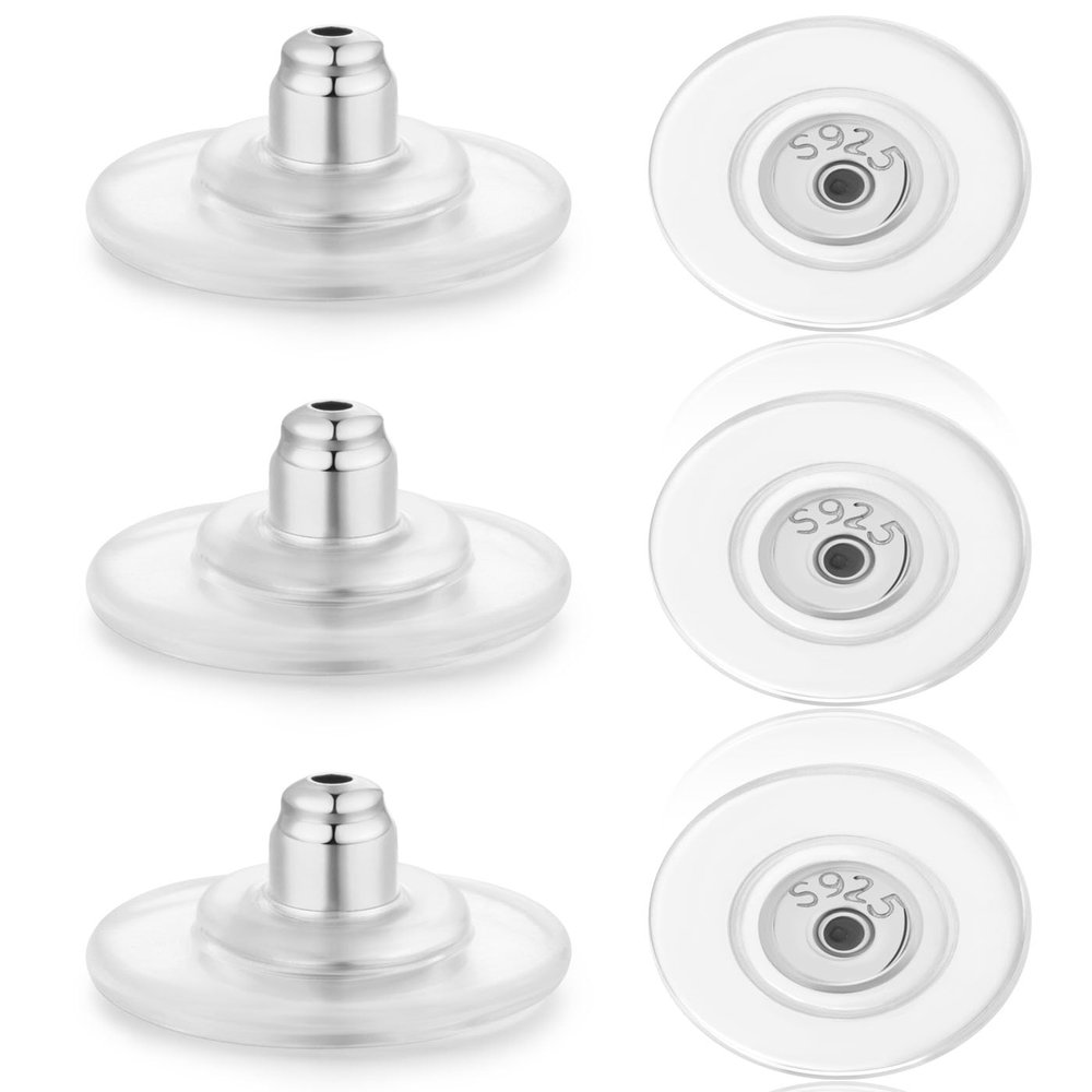 Moconar 3 Pairs Locking Earring Backs for Studs Heavy Droopy Earrings - 925 Sterling Silver 18K White Gold Plated Secure Earring Backings Replacements, Hypoallergenic Comfortable Gold