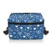 Goronwyfloyd Blue Heart Pattern Crochet Storage Carrying Knitting Bag for Yarn Skeins, Crochet Hooks and Other Small Accessories Yarn Bag Travel view 2