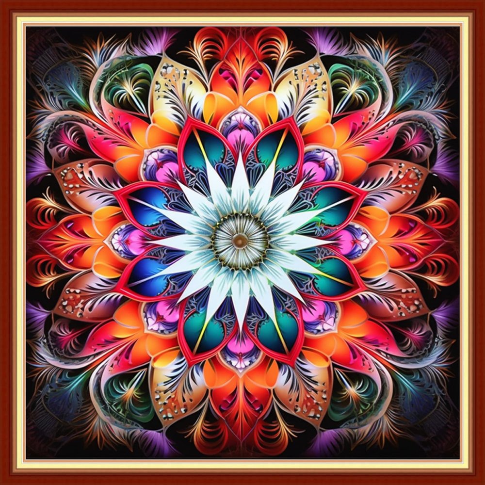 Dooxvey Cross Stitch Kits for Adults Stamped Full Range of Embroidery Starter Kits for Beginners 11CT Printed Cross Stitch Patterns Needlepoint Kits Stamped Crossstitch-Magic Mandala 18x18 inch