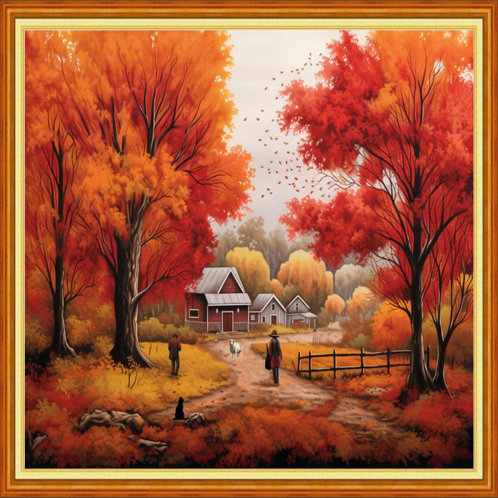 Dooxvey Cross Stitch Kits for Adults Stamped Full Range of Embroidery Starter Kits for Beginners 11CT Printed Cross Stitch Patterns Needlepoint Kits Stamped Crossstitch- Tree Scenery 16x20 inch
