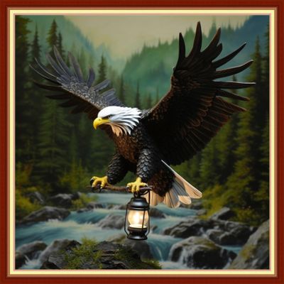 Dooxvey Cross Stitch Kits for Adults Stamped Full Range of Embroidery Starter Kits for Beginners 11CT Printed Cross Stitch Patterns Needlepoint Kits Stamped Crossstitch-Eagle 18x18 inch