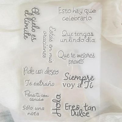 Clear Stamps for Card Making,11x16cm Spanish Word Phrase Clear Stamp Transparent Silicone Stamp Seal Sheet for Photo Album Decoration