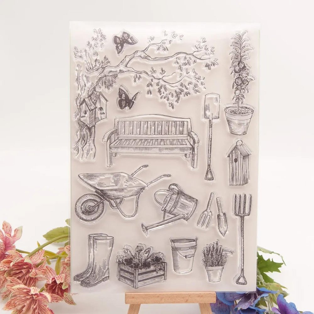 Clear Stamps for Card Making,15x21.5cm Butterfly Tree Flower Silicone Clear Rubber Stamps for Card Making Decoration Style 2