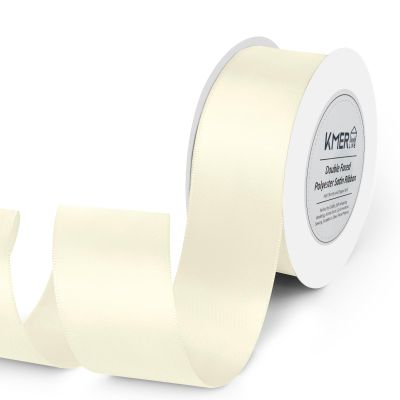 KMER LIFE 1-1/2 inch x 25 Yards Double Faced Polyester Ivory Satin Ribbon, Perfect for Gift Wrapping Very Suitable for Weddings Party Hair Bow Invitation Decorations and More