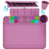 Svartur Silicone Painting Mat with Cup and Palette Detachable, 17"X13" Thick Silicone Craft Mat with Raised Edge for Artist, Painting Station Creator Mat, Purple view 1