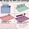 Svartur Silicone Painting Mat with Cup and Palette Detachable, 17"X13" Thick Silicone Craft Mat with Raised Edge for Artist, Painting Station Creator Mat, Purple view 3
