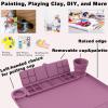 Svartur Silicone Painting Mat with Cup and Palette Detachable, 17"X13" Thick Silicone Craft Mat with Raised Edge for Artist, Painting Station Creator Mat, Purple view 4