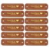 MECCANIXITY 50pcs Handmade PU Leather Label Sew on Embossed Tag Embellishment 2.17"L for Jeans Bags Shoes Hat Brown Gold view 1