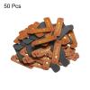 MECCANIXITY 50pcs Handmade PU Leather Label Sew on Embossed Tag Embellishment 2.17"L for Jeans Bags Shoes Hat Brown Gold view 3